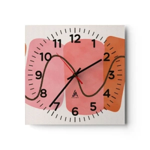 Wall clock - Clock on glass - Gentle Movement of forms - 30x30 cm