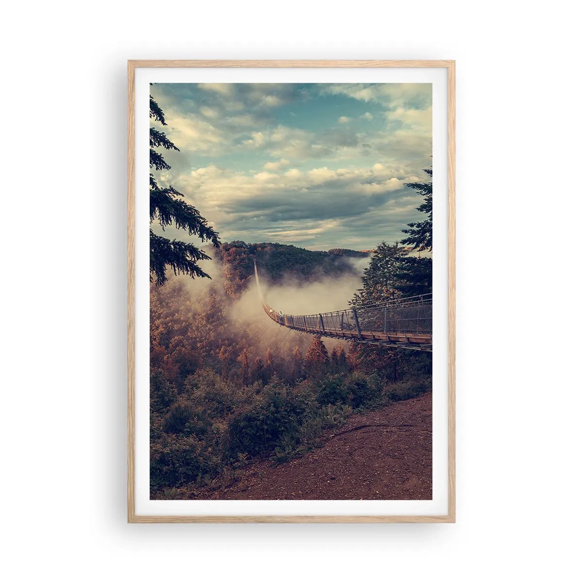 Poster in light oak frame - Above Autumnal Forest - 70x100 cm
