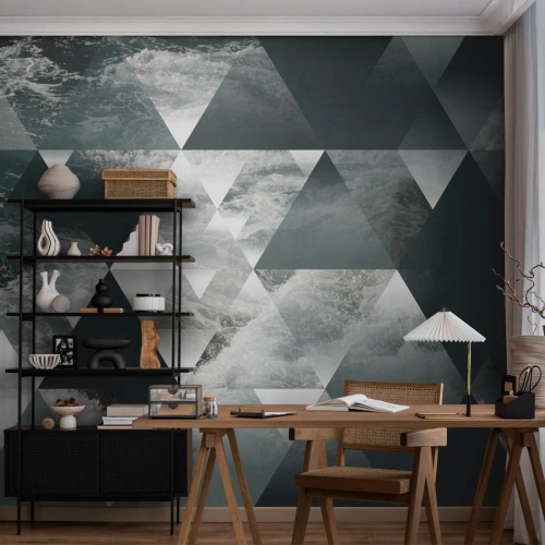 Self-Adhesive Photo Wallpaper Deluxe Sticker - Crystal Perspective - Abstraction, Sea waves, Piece - 350x256 cm