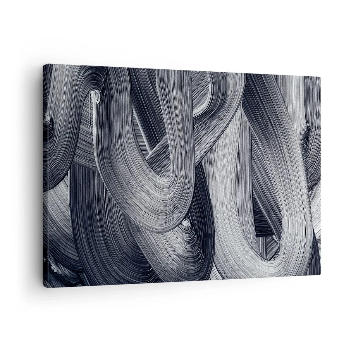 Canvas picture - Black and white abstraction with dynamic brush strokes. - 70x50cm - Fluidity of Reality - Modern wall decoration for the living room and bedroom ARTTOR