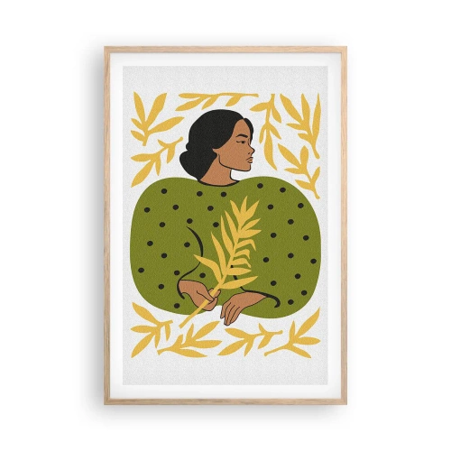 Poster in light oak frame - Hawaian Girl - 61x91 cm