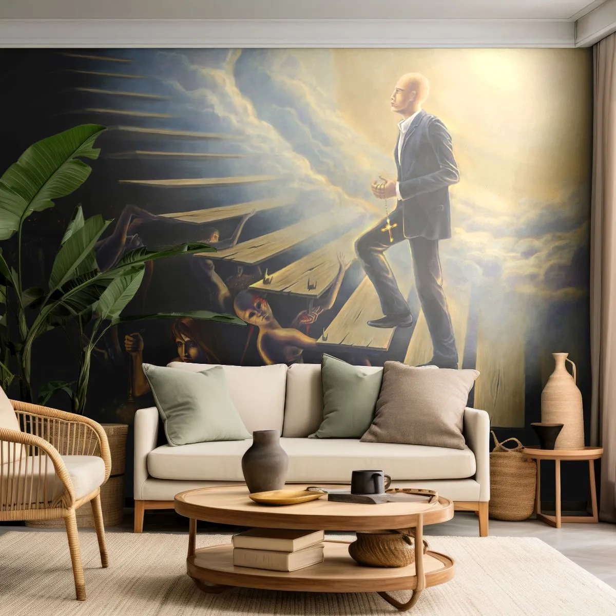 Self-Adhesive Photo Wallpaper Deluxe Sticker - A Dantesque Journey towards the Light - Abstraction, Fantasy, People - 450x315 cm