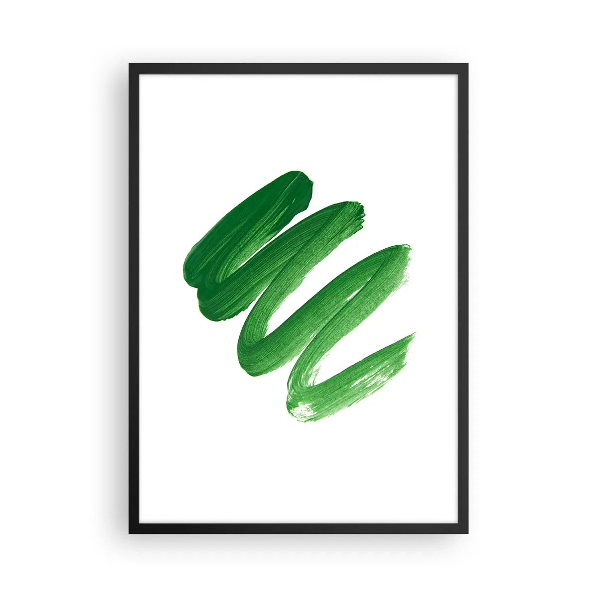 Poster in black frame - Minimalist green brush strokes on a white background - 50x70cm - Green Joke - Modern wall decoration for the living room and bedroom ARTTOR