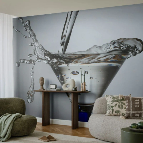 Self-Adhesive Photo Wallpaper Deluxe Sticker - On the Brim of a Glass - Glass, Drink, Gastronomy - 150x105 cm
