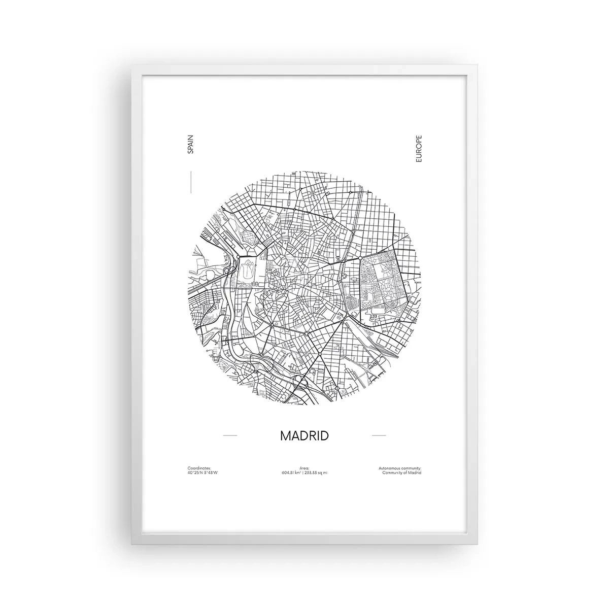 Poster in white frmae - Anatomy of Madrid - 50x70 cm