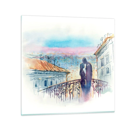 Glass picture - Parisian Lovers - 50x50 cm