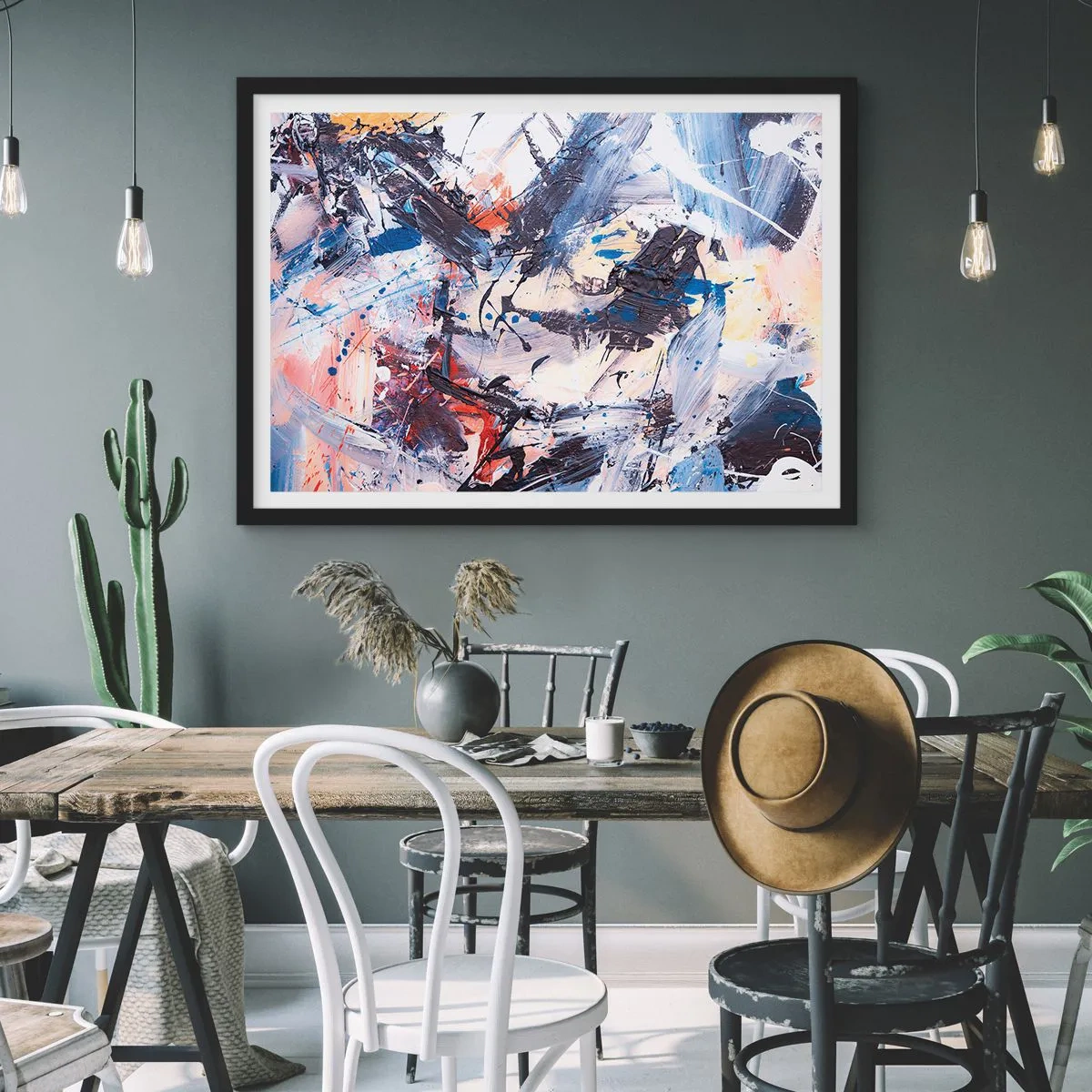 Poster in black frame - Crazy Dance of Abstraction - 50x40 cm