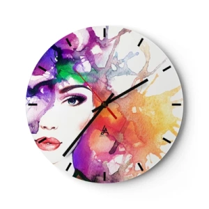 Wall clock - Clock on glass - With Head in the Clouds - 40x40 cm