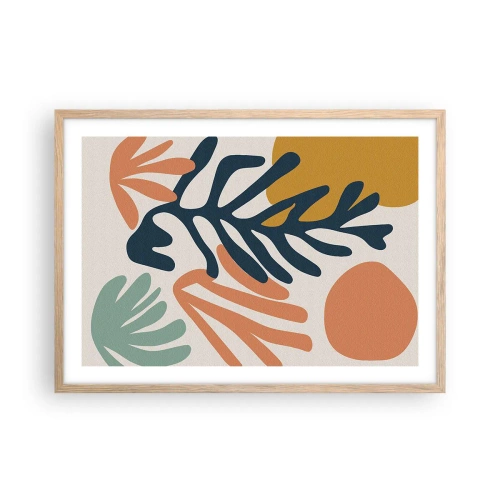 Poster in light oak frame - Coral Sea - 70x50 cm
