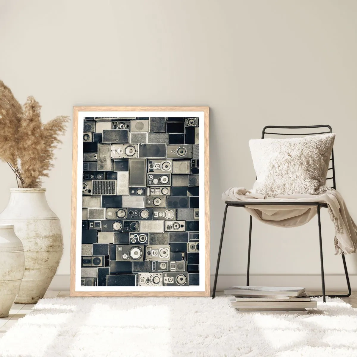 Poster in light oak frame - And Music Is Playing - 70x100 cm