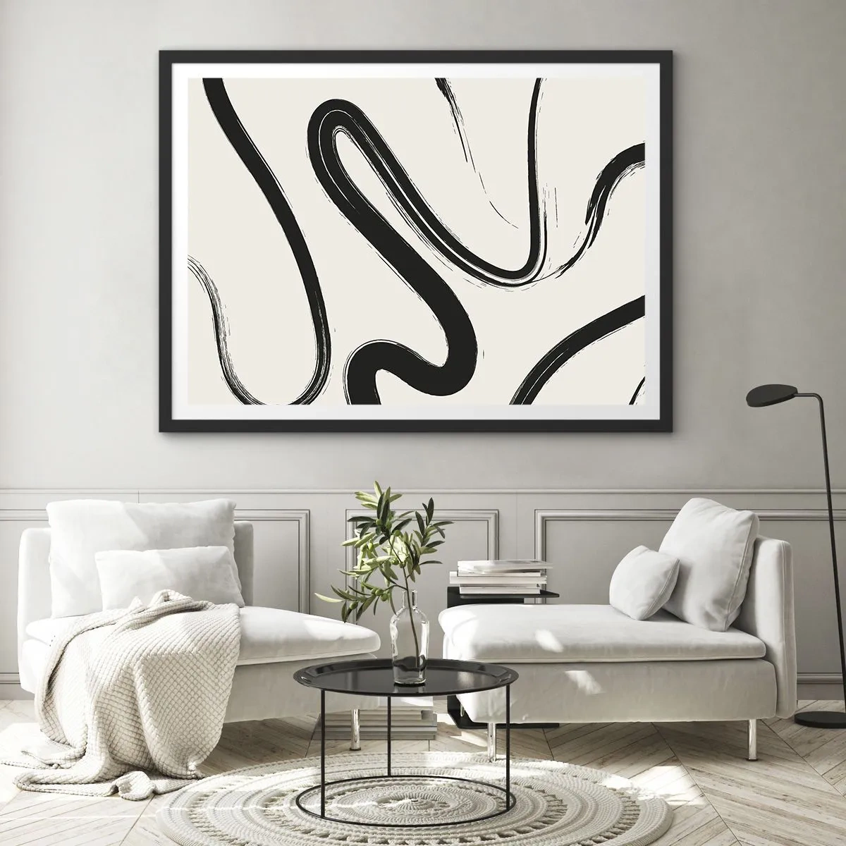 Poster in black frame - Black and White Fancy - 50x40 cm