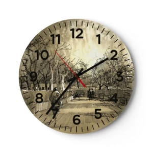 Wall clock - Clock on glass - Moment Stopped with a Feather - 30x30 cm