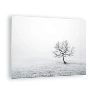 Glass picture - A lonely tree against the fog in a monochromatic composition - 70x50cm - Against Nothingness - Modern wall decoration for the living room and bedroom ARTTOR