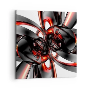 Canvas picture - Movement in Graphite and Red - 50x50 cm