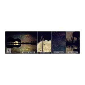 Photo Wallpaper Sample Premium Canvas - Night at the Edge of the World - Landscape, Lake, Moon - 100x30 cm