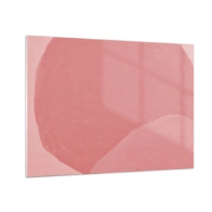 Glass picture - An abstract form in shades of pink and pastel colors. - 70x50cm - Organic Composition In Pink - Modern wall decoration for the living room and bedroom ARTTOR