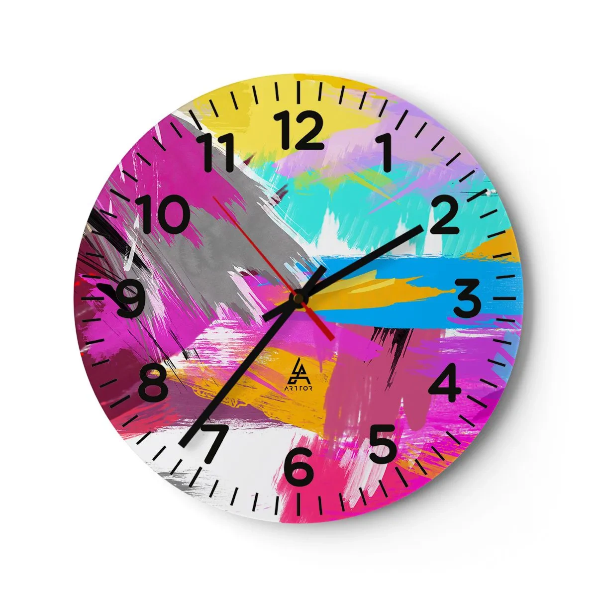 Wall clock - Clock on glass - One More Stroke - 30x30 cm