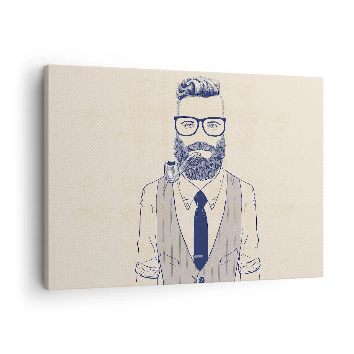 Canvas picture - Stylized man with a beard, pipe and glasses - 70x50cm - Cheerful, Manly and Fashionable - Modern wall decoration for the living room and bedroom ARTTOR