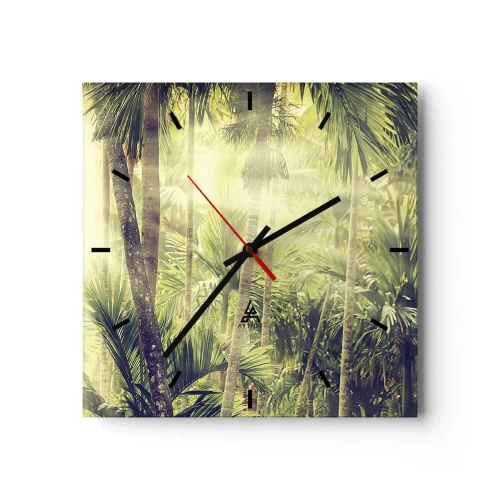 Wall clock - Clock on glass - In Green Heat - 40x40 cm