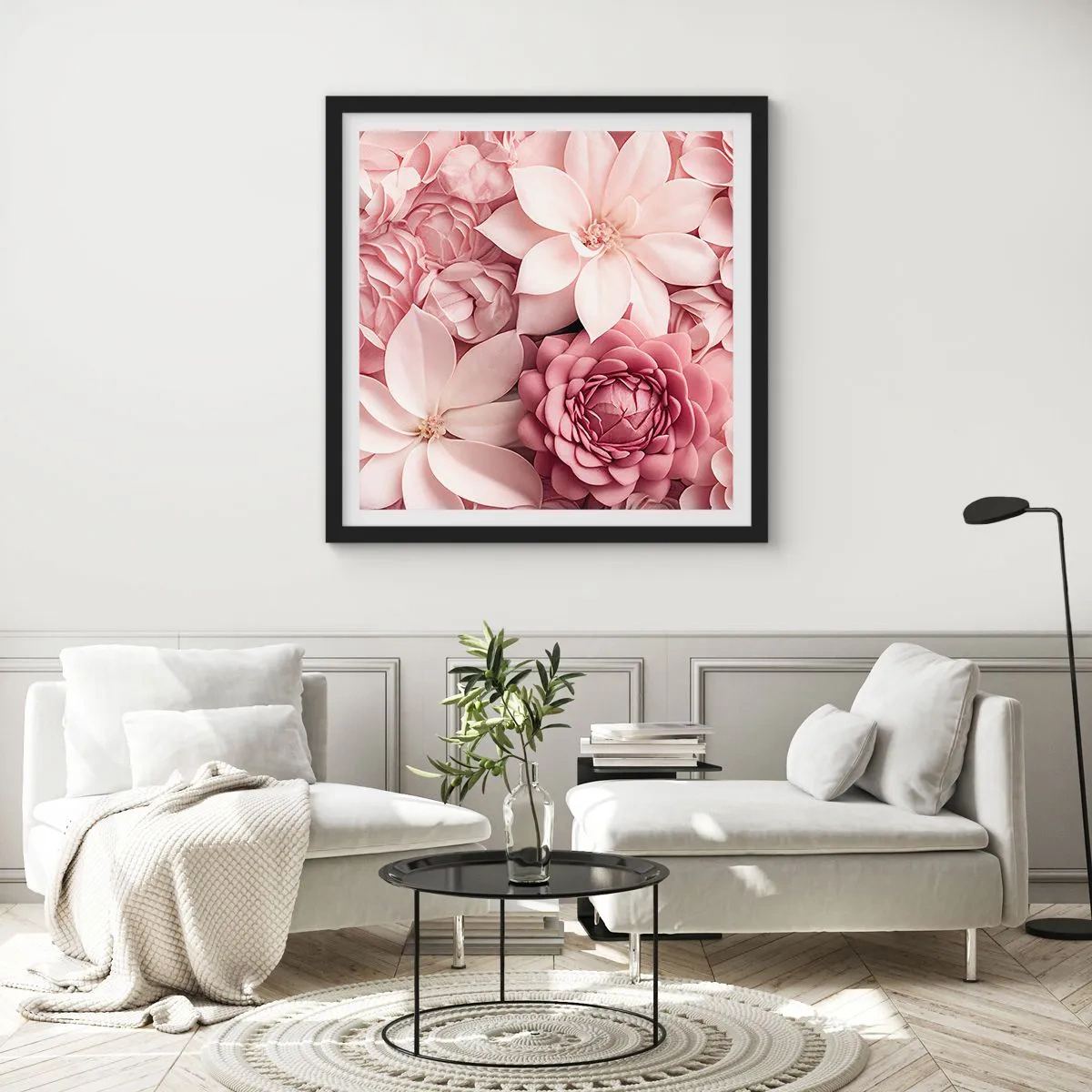 Poster in black frame - In Pink Petals - 40x40 cm