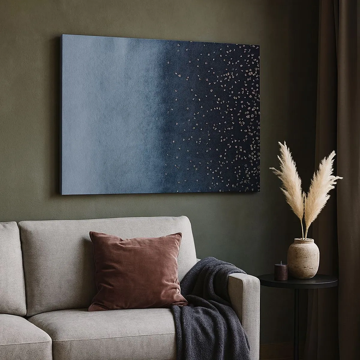 Canvas picture - Blue gradients with subtle gold accents - 70x50cm - Composition - Blue Phases - Modern wall decoration for the living room and bedroom ARTTOR