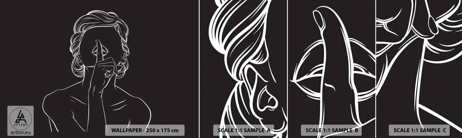 Photo Wallpaper Sample Standard Eco - Beauty Blossoms in Soul - Woman, Drawing, Line - 100x30 cm