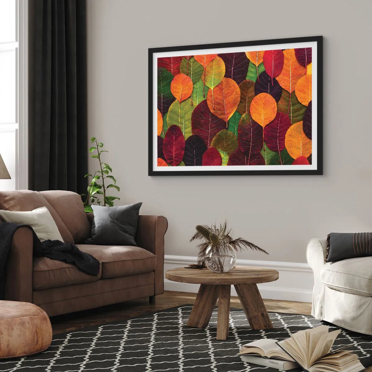 Poster in black frame - Autumn Mosaics - 100x70 cm