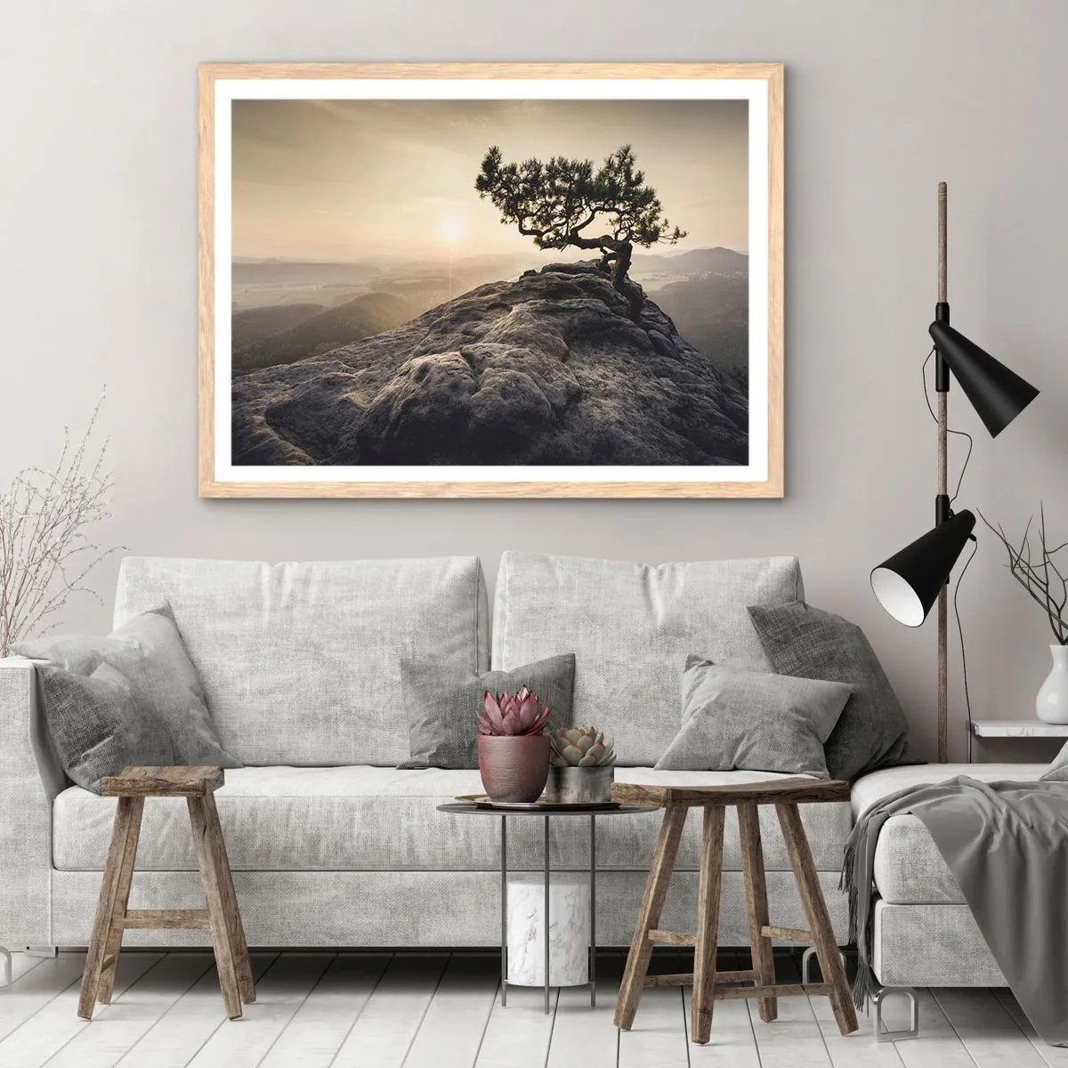 Poster in light oak frame - Life Always Wins - 50x40 cm