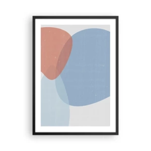Poster in black frame - Abstract forms in blues and beiges - 50x70cm - Pastel Relations - Modern wall decoration for the living room and bedroom ARTTOR