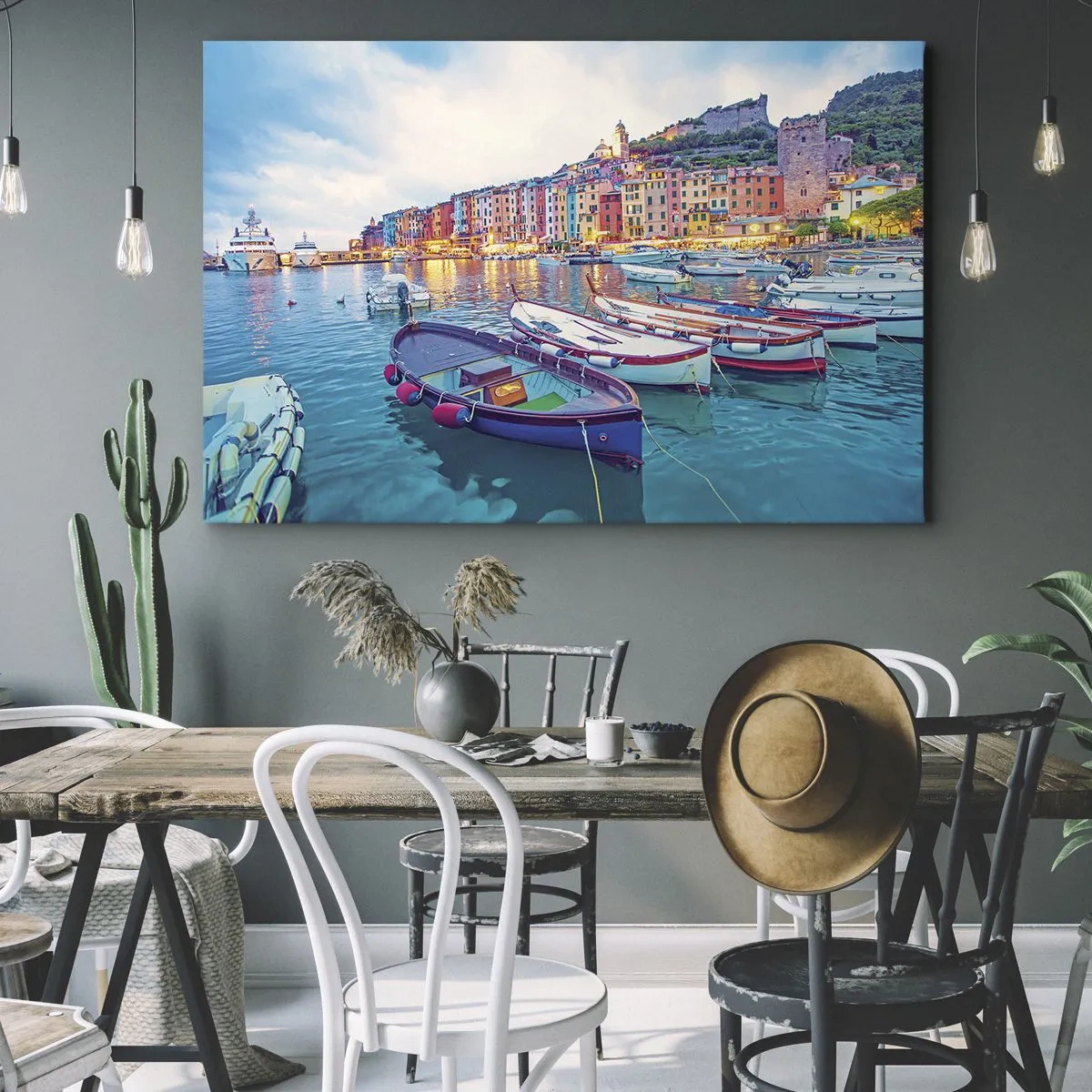 Canvas picture - Colourful Evening in a Port - 120x80 cm