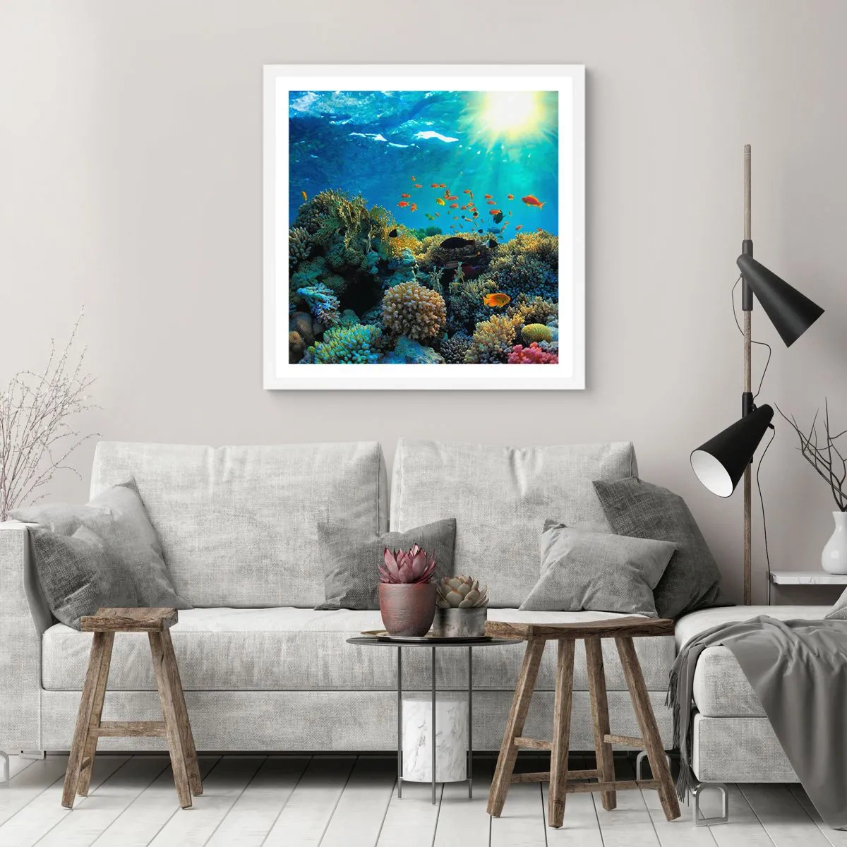 Poster in white frmae - Underwater Treasures - 50x50 cm