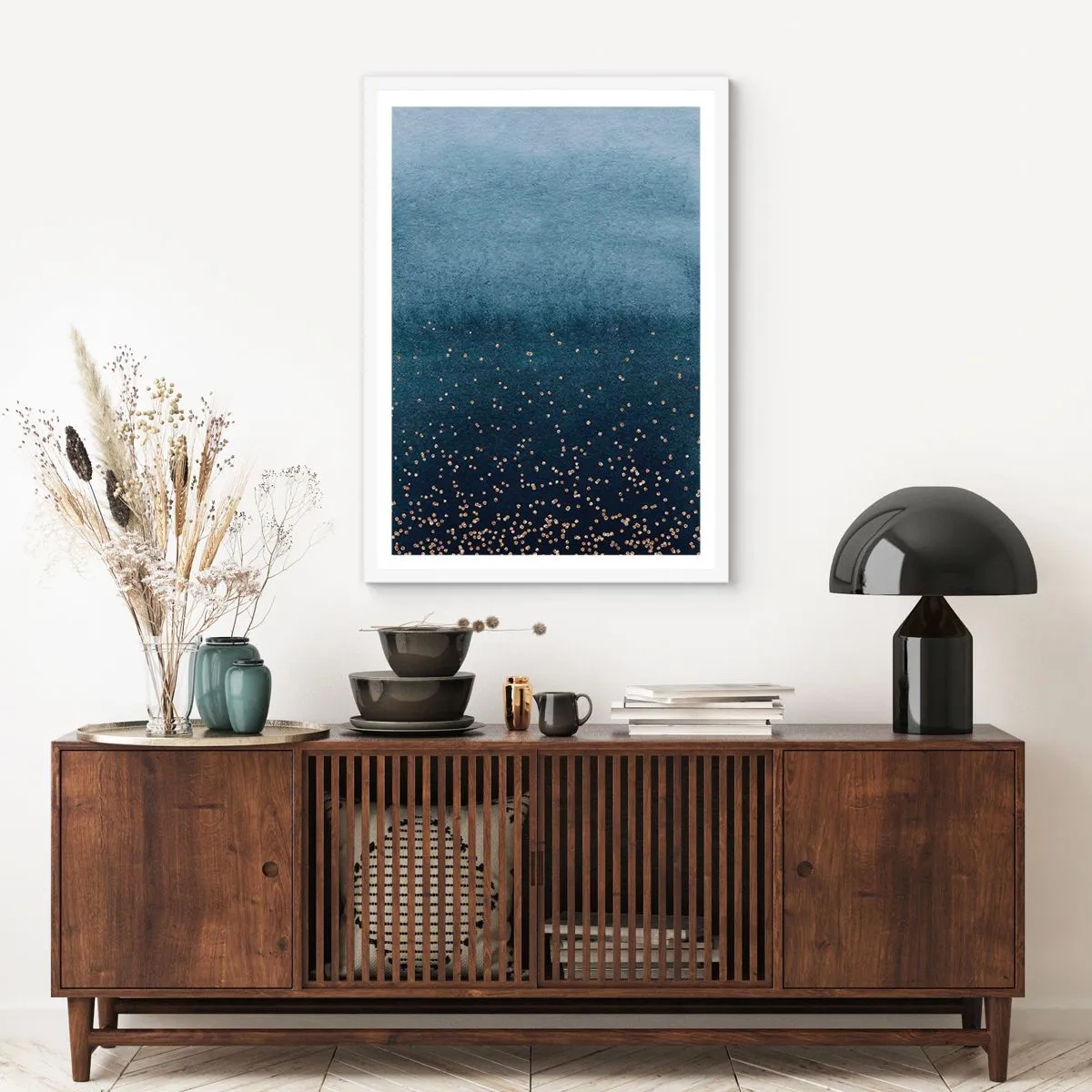 Poster in white frmae - Composition - Blue Phases - 50x70 cm