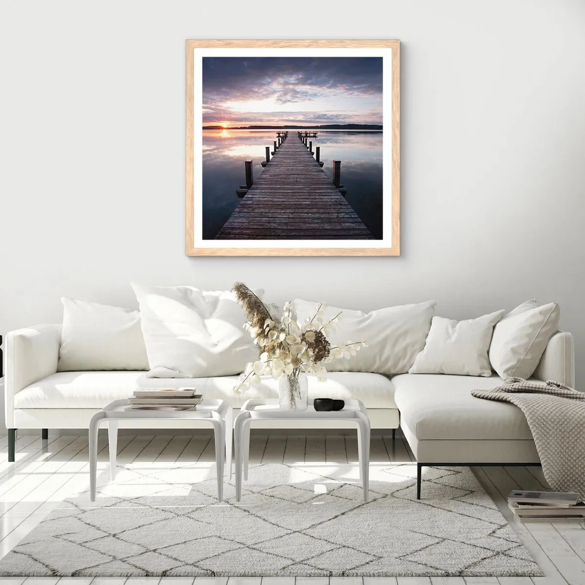 Poster in light oak frame - Quiet Border of Night and Day - 30x30 cm