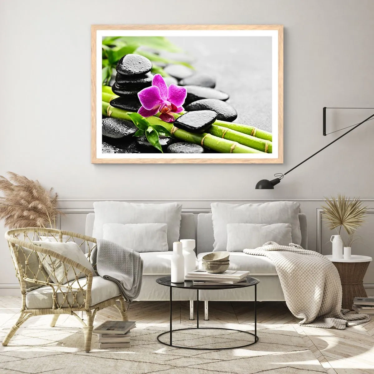 Poster in light oak frame - In a Peaceful Balance - 50x40 cm