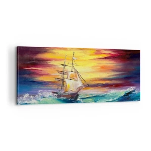 Canvas picture - Fearlessly towards the Waves  - 100x40 cm
