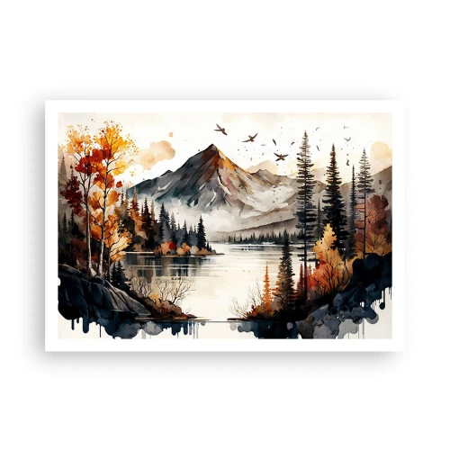 Poster - Golden Autumn in the Mountains - 100x70 cm