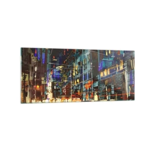 Glass picture - Evening Street Bustle - 120x50 cm