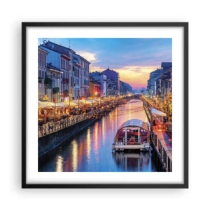 Poster in black frame - Evening of Light and Fun - 50x50 cm