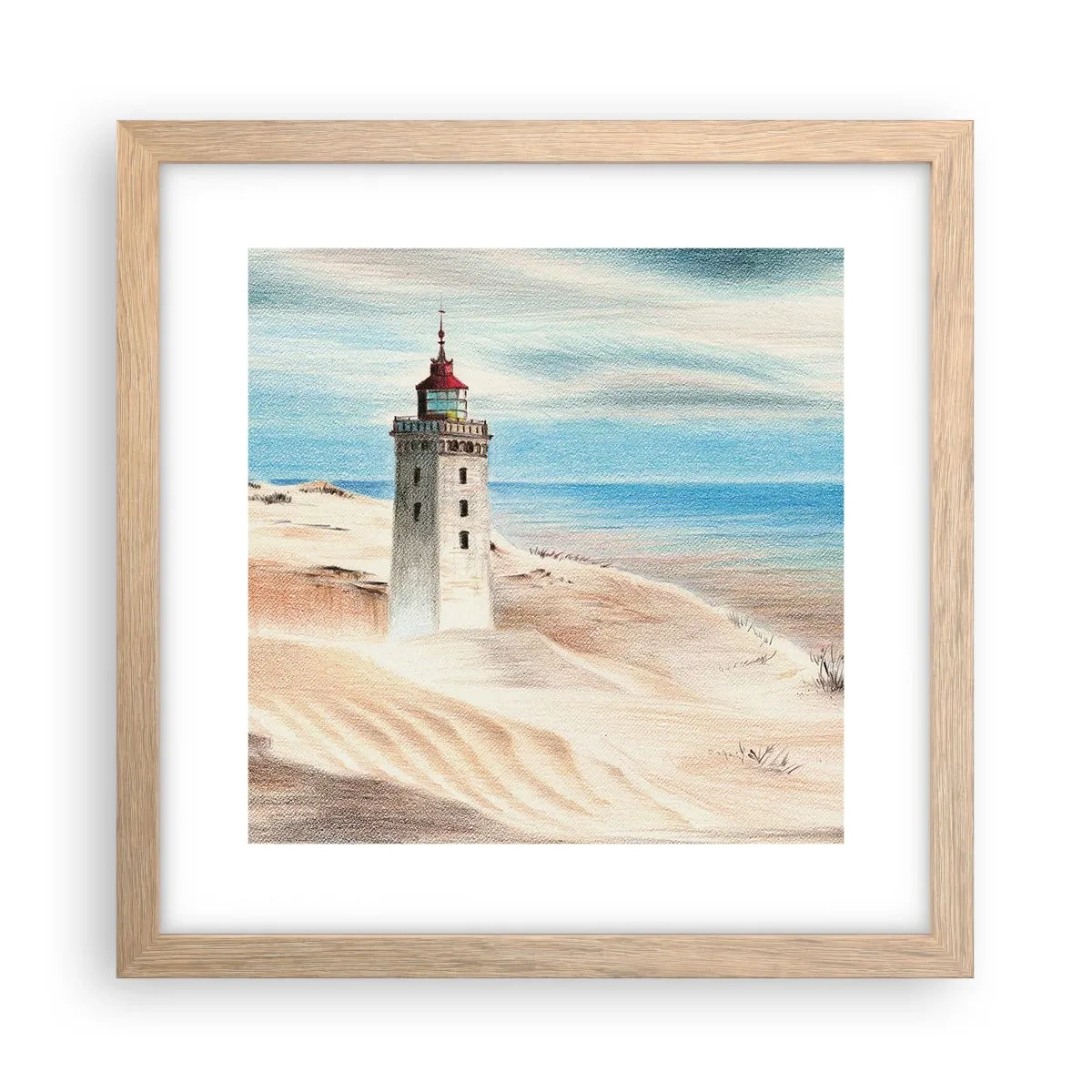 Poster in light oak frame - Always Staring at the Sea - 30x30 cm