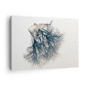 Canvas picture - Creative silhouette of a woman and trees - 70x50cm - Listening to the Whisper of the Trees - Modern wall decoration for the living room and bedroom ARTTOR