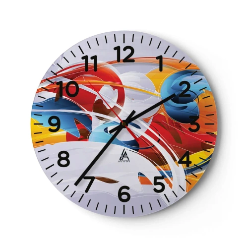 Wall clock - Clock on glass - Dance of Elements - 30x30 cm