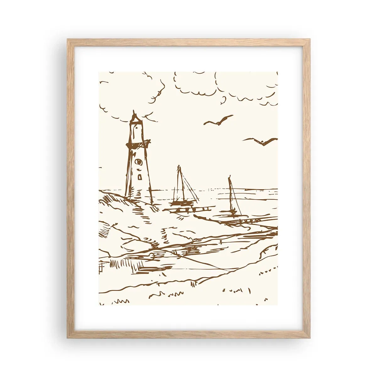 Poster in light oak frame - Outline of a Summer Postcard - 40x50 cm