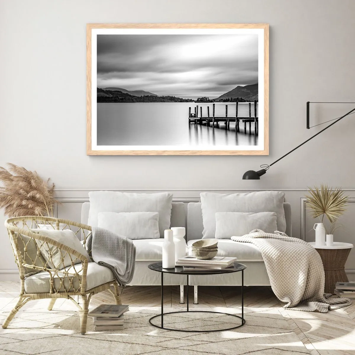 Poster in light oak frame - Tranquility and Power - 100x70 cm