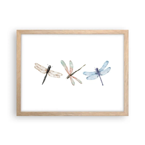 Poster in light oak frame - Lightness of Dragonflies - 40x30 cm