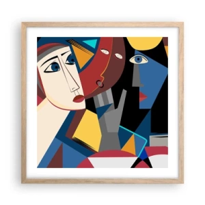 Poster in light oak frame - Conversation of Cubists - 50x50 cm