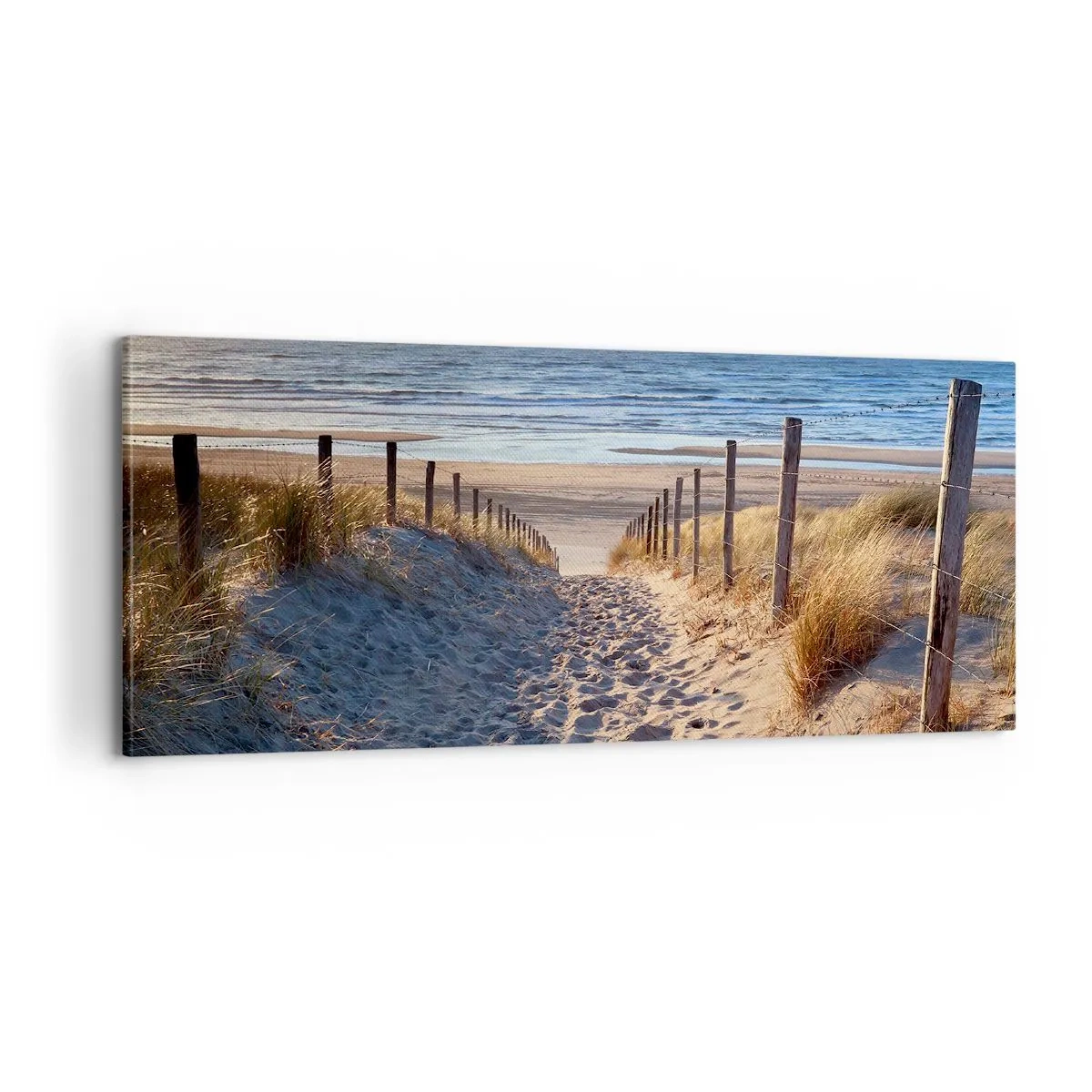 Canvas picture - Sound of the Sea, Singing of the Birds, Wild Beach among Grass - 100x40 cm