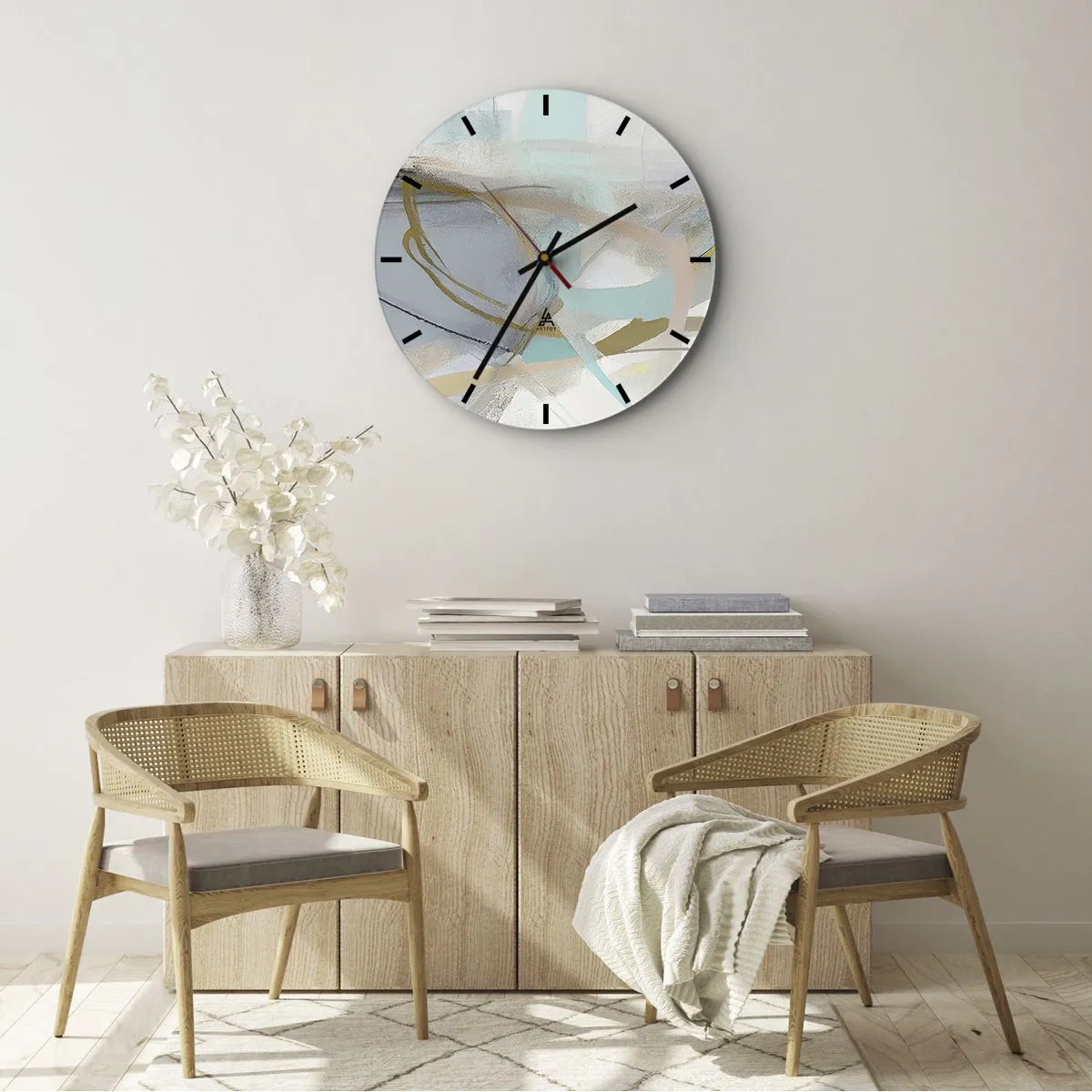 Wall clock - Clock on glass - Foggy Abstract - 40x40 cm