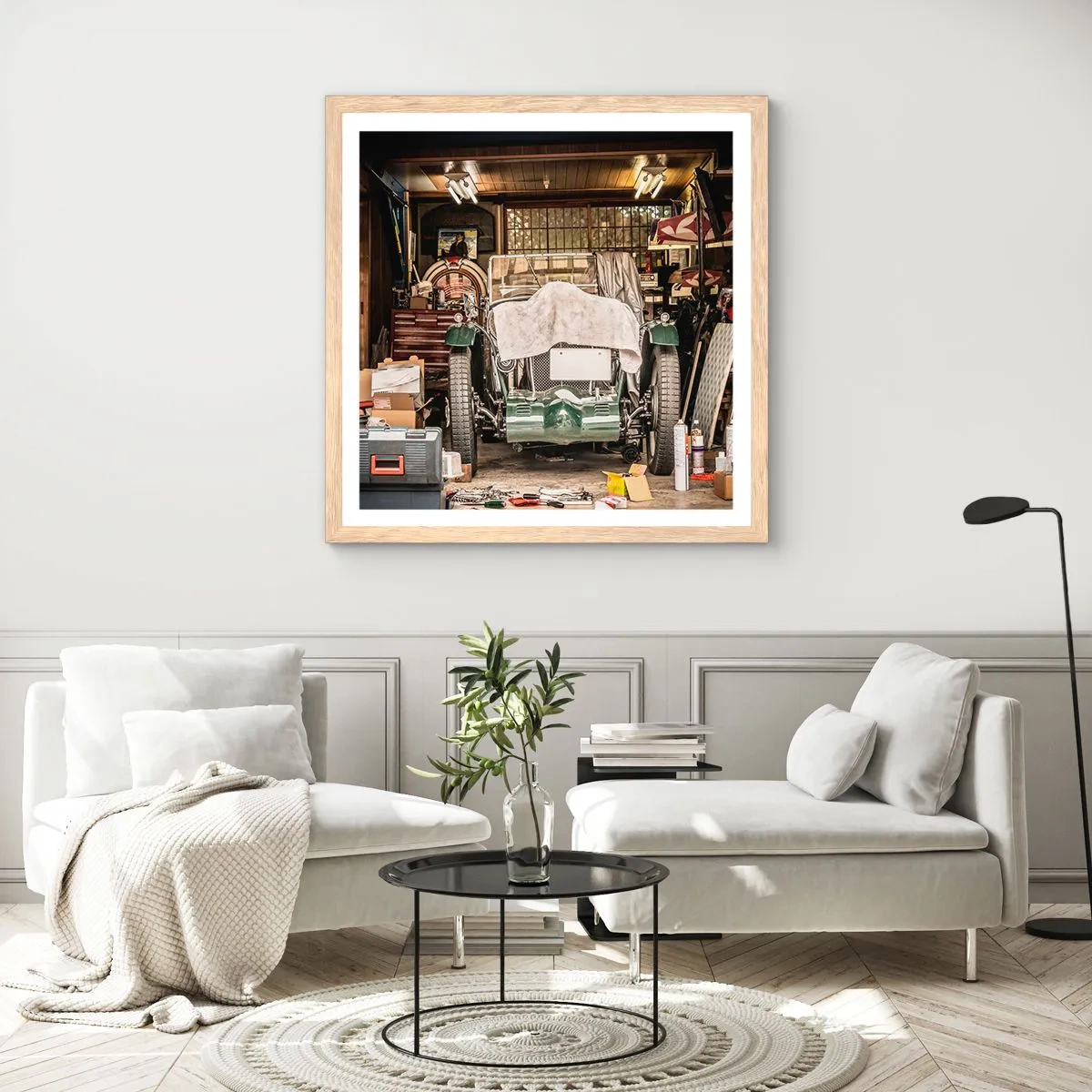 Poster in light oak frame - Back to the Past - 30x30 cm