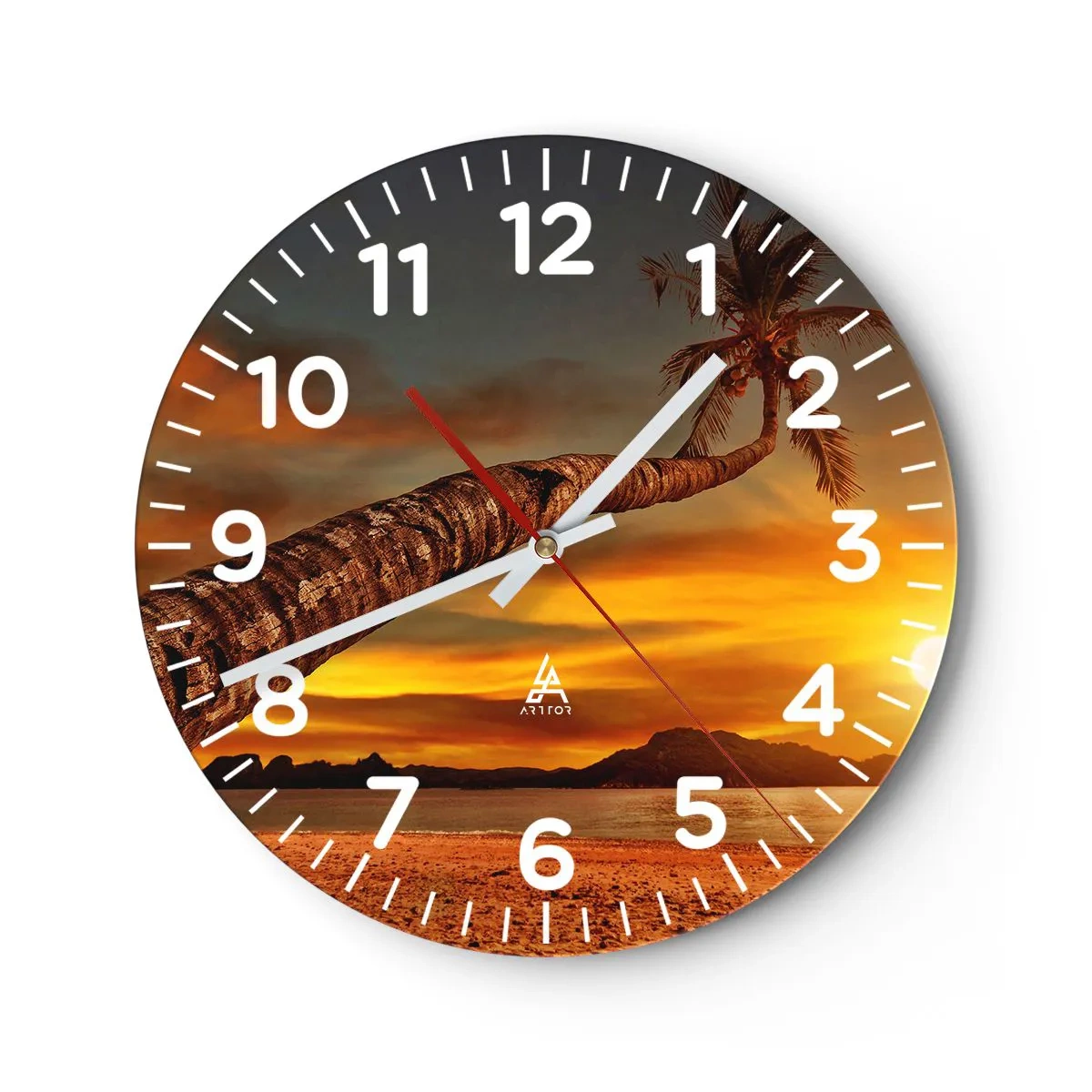 Wall clock - Clock on glass - Exotic Holiday, Caribbean Adventure - 30x30 cm