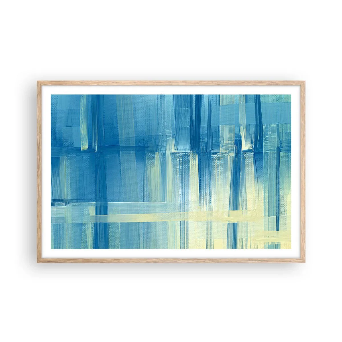 Poster in light oak frame - Composition In Turquoise - 91x61 cm